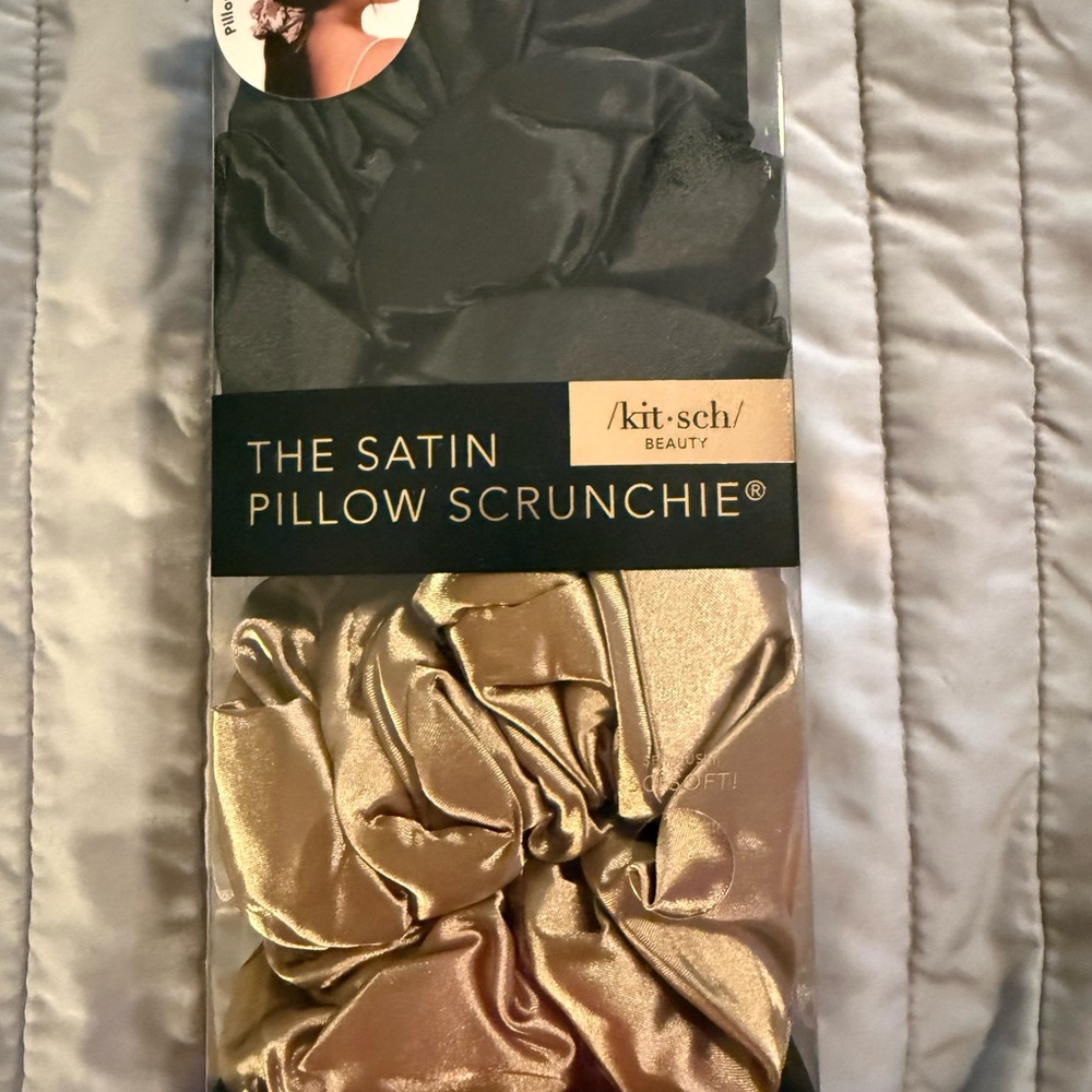 Kitsch Satin Pillow Scrunchie Set - Black and Gold